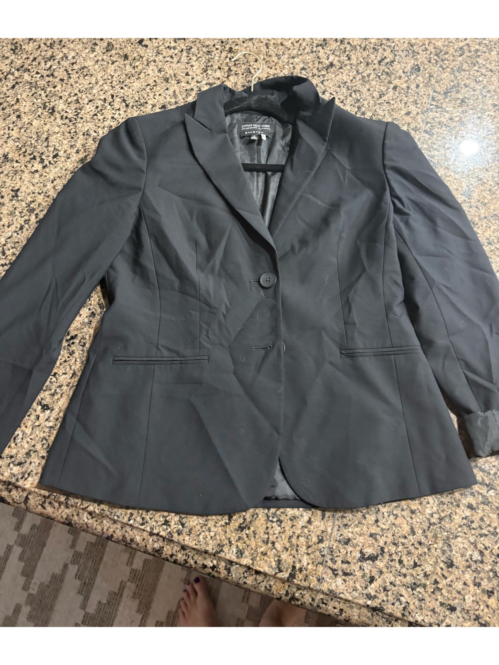 Jones New York Women’s Black Blazer Jacket Button Collared Lined Long Sleeve 10